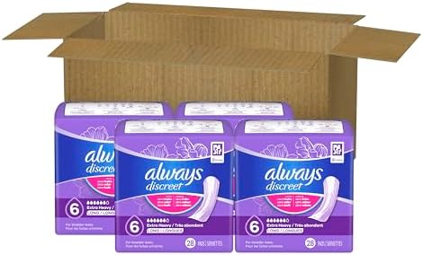 Always Discreet Adult Incontinence Pads for Women, Extra Heavy Absorbency, Regular Length, Postpartum Pads, 66 Count (2 Packs of 33)
