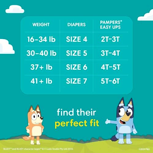 Pampers Training Pants - Easy Ups Boys &amp; Girls Bluey - Size 2T-3T, 140 Count, Children's Potty Underwear (Packaging May Vary)