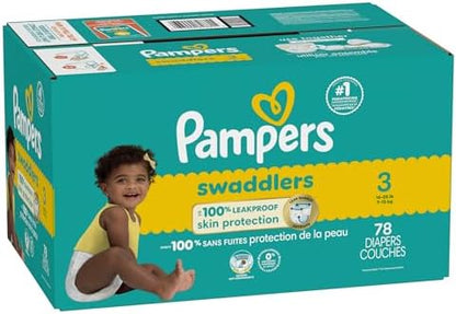Pampers Baby Diapers - Swaddlers - Size 0, 84 Count, Ultra Absorbent Disposable Newborn Diaper