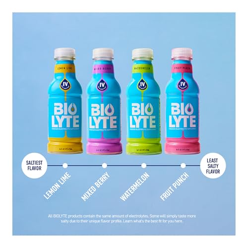 BIOLYTE Electrolyte Drink - Doctor-Formulated Hydration Drink, HSA &amp; FSA Electrolytes Water, Chemotherapy Must Haves for Women &amp; Men, Rehydration IV Liquid in a Bottle - Lemon Lime, 16 Fl Oz (12 Pack)