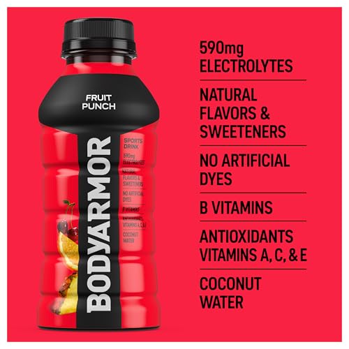 BODYARMOR Sports Drink Sports Beverage, Blue Raspberry, Natural Flavors With Vitamins, Potassium-Packed Electrolytes, No Preservatives, Perfect For Athletes, 12 ounce (Pack of 8)