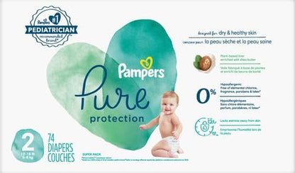 Pampers Pure Protection Baby Diapers, Size 1 (8-14 lbs), 82 Count, Up to 100% Leakproof, Premium Plant-based Skin Protection, Hypoallergenic Soft Diapers