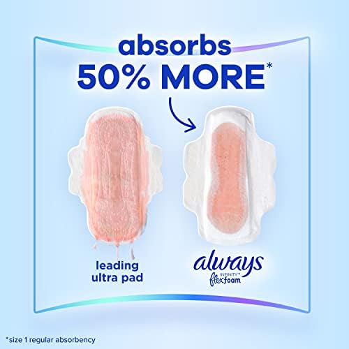 Always Infinity Feminine Pads for Women, Flexfoam Pads with Wings, Size 3, Extra Heavy Absorbency, Unscented, 84 Count (3 Packs of 28)