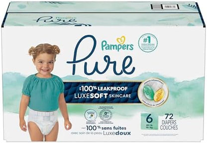 Pampers Pure Protection Baby Diapers, Size 2 (12-18 lbs), 120 Count, Up to 100% Leakproof, Premium Plant-Based Skin Protection, Hypoallergenic Soft Diapers