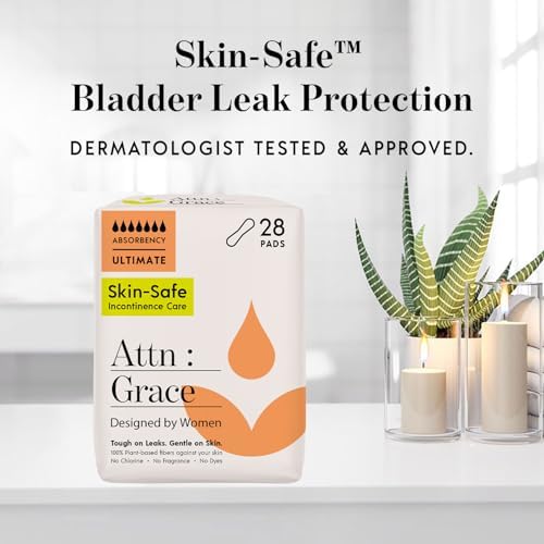 Attn: Grace Moderate Incontinence Pads for Women, 28-Pack - High Absorbency, Breathable, Plant-Based - Incontinence Pads for Moderate Bladder Leaks &amp; Sensitive Skin