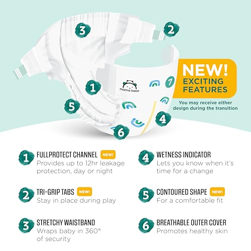 Amazon Brand - Mama Bear Gentle Touch Diapers, Size 1, 200 Count (4 packs of 50)