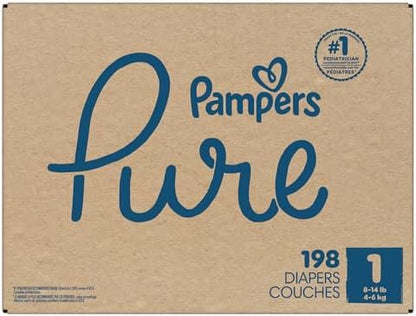 Pampers Pure Protection Baby Diapers, Size 1 (8-14 lbs), 82 Count, Up to 100% Leakproof, Premium Plant-based Skin Protection, Hypoallergenic Soft Diapers