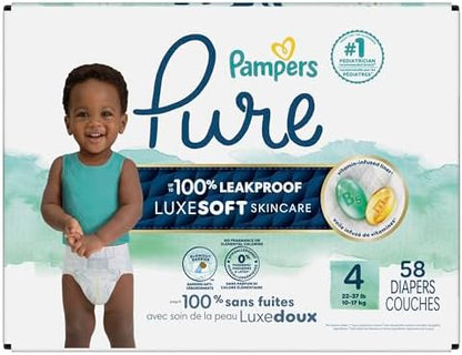 Pampers Pure Protection Baby Diapers, Size 1 (8-14 lbs), 82 Count, Up to 100% Leakproof, Premium Plant-based Skin Protection, Hypoallergenic Soft Diapers