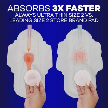 Always Maxi Overnight Pads with Wings for Women, Size 4, Overnight Absorbency, Unscented, 33 Count