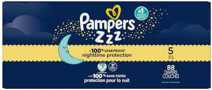 Pampers ZZZ Overnight Diapers, Size 4 (22-37 lbs), 58 Count, Nighttime Protection Disposable Baby Diaper, Night Time Leak and Skin Protection