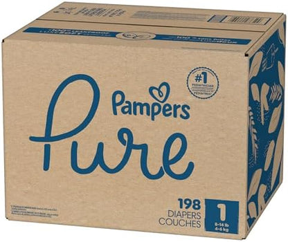 Pampers Pure Protection Baby Diapers, Size 1 (8-14 lbs), 82 Count, Up to 100% Leakproof, Premium Plant-based Skin Protection, Hypoallergenic Soft Diapers