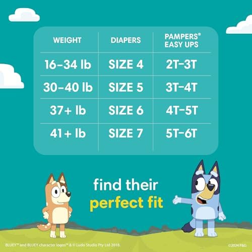 Pampers Training Pants - Easy Ups Boys &amp; Girls Bluey - Size 2T-3T, 140 Count, Children's Potty Underwear (Packaging May Vary)