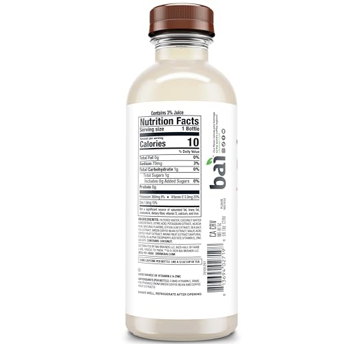 Bai Coconut Variety Pack, Antioxidant Infused Water Beverage, with Vitamin C and No Artificial Sweeteners, 18 fl oz bottles, 12 pack