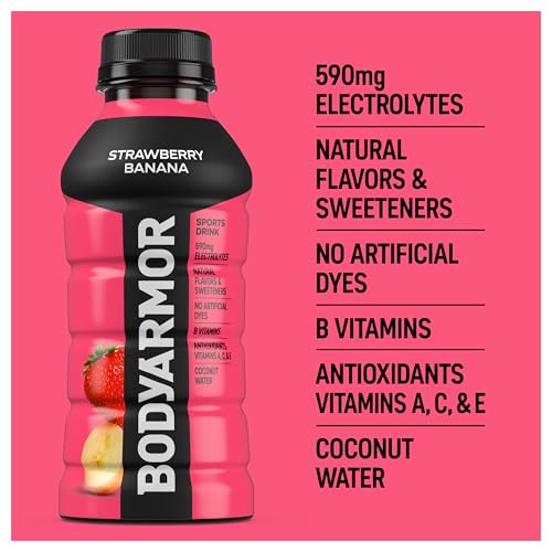 BODYARMOR Sports Drink Sports Beverage, Blue Raspberry, Natural Flavors With Vitamins, Potassium-Packed Electrolytes, No Preservatives, Perfect For Athletes, 12 ounce (Pack of 8)