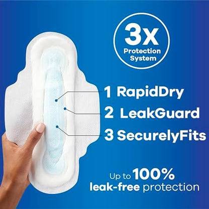 Always Maxi Feminine Pads with Wings for Women, Size 2, Long Super Absorbency, Unscented 42 Count