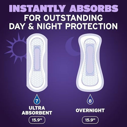 Poise Overnight Incontinence &amp; Postpartum Pads for Bladder Leaks, 8 Drop Extra Coverage, 96 Count, Packaging May Vary