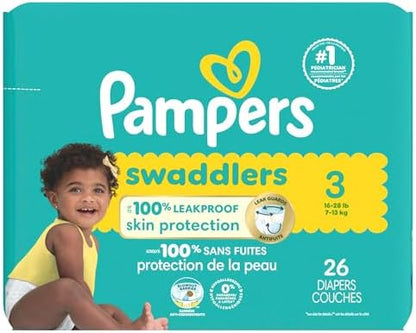 Pampers Baby Diapers - Swaddlers - Size 0, 84 Count, Ultra Absorbent Disposable Newborn Diaper