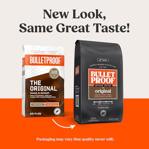 Bulletproof The Mentalist Medium-Dark Roast Ground Coffee, 12 Ounces, Clean Coffee Tested for Toxins, Packaging May Vary