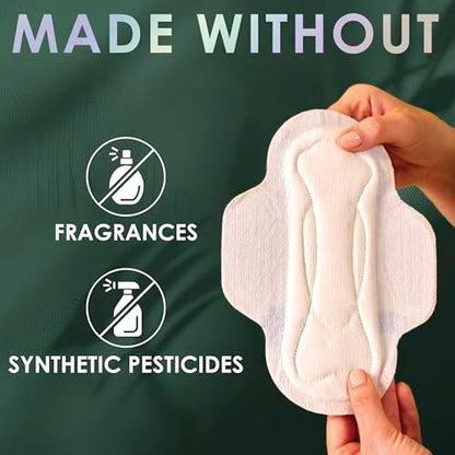 L. Ultra Thin Pads for Women, Overnight Absorbency, Organic Cotton Top Layer, Unscented Pads with Wings, 96 Count (4 Packs of 24)
