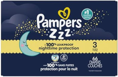 Pampers ZZZ Overnight Diapers, Size 4 (22-37 lbs), 58 Count, Nighttime Protection Disposable Baby Diaper, Night Time Leak and Skin Protection