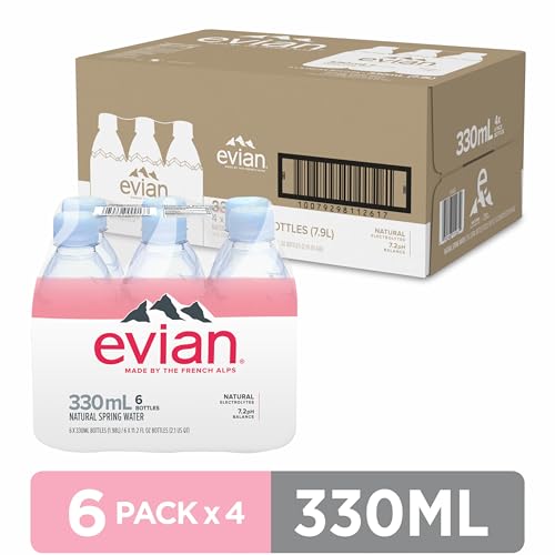 evian Natural Spring Water, PH Balanced with Natural Electrolytes, 16.9fl oz./500mL Bottles (pack of 24)