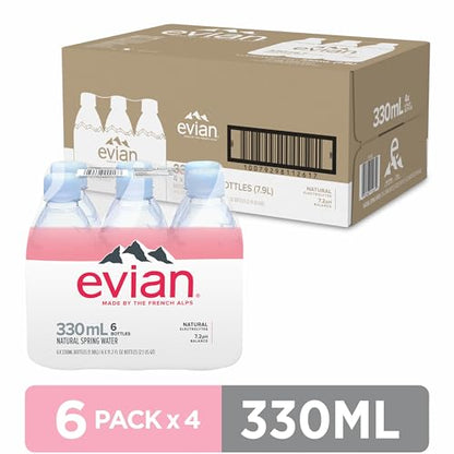 evian Natural Spring Water, PH Balanced with Natural Electrolytes, 16.9fl oz./500mL Bottles (pack of 24)
