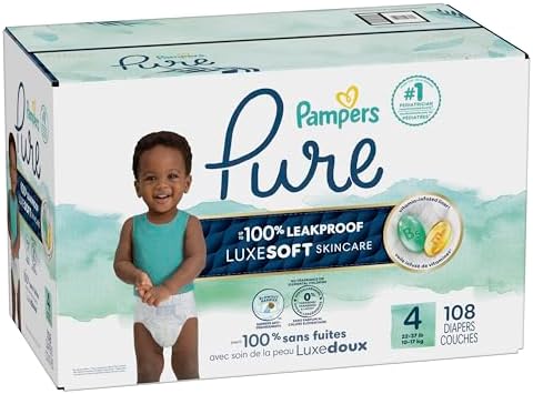 Pampers Pure Protection Baby Diapers, Size 1 (8-14 lbs), 82 Count, Up to 100% Leakproof, Premium Plant-based Skin Protection, Hypoallergenic Soft Diapers