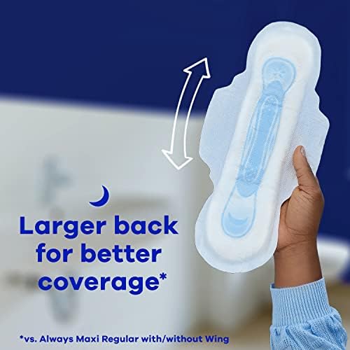 Always Maxi Overnight Pads with Wings for Women, Size 4, Overnight Absorbency, Unscented, 33 Count