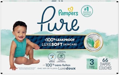 Pampers Pure Protection Baby Diapers, Size 1 (8-14 lbs), 82 Count, Up to 100% Leakproof, Premium Plant-based Skin Protection, Hypoallergenic Soft Diapers