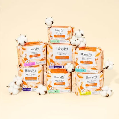 The Honey Pot Company - Sanitary Pads for Women - Non-Herbal Regular Flow w/Wings - Organic Cotton Cover &amp; Ultra-Absorbent Pulp Core - Feminine Care - 20 ct