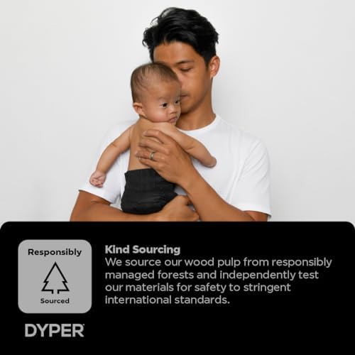 DYPER - Charcoal Enhanced Day &amp; Overnight Disposable Baby Diapers - Made with Plant-Based* &amp; Skin-Friendly Ingredients, Hypoallergenic for Sensitive Skin - Size 2, (56 Count)