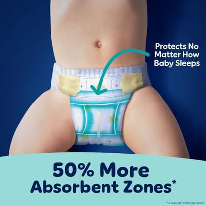 Pampers ZZZ Overnight Diapers, Size 4 (22-37 lbs), 58 Count, Nighttime Protection Disposable Baby Diaper, Night Time Leak and Skin Protection