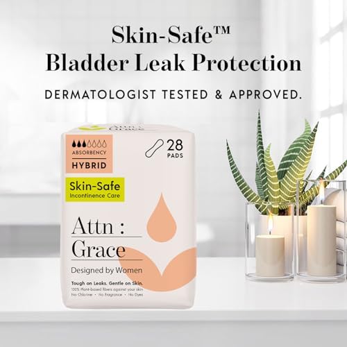 Attn: Grace Moderate Incontinence Pads for Women, 28-Pack - High Absorbency, Breathable, Plant-Based - Incontinence Pads for Moderate Bladder Leaks &amp; Sensitive Skin