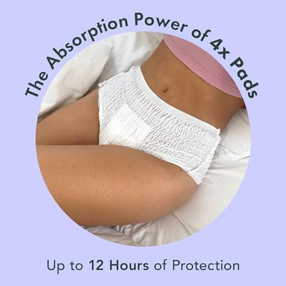 Rael Disposable Underwear for Women, Organic Cotton Cover - Incontinence Pads, Postpartum Essentials, Disposable Underwear, Unscented, Maximum Coverage (Size S-M, 12 Count)