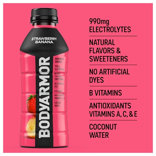 BODYARMOR Sports Drink Sports Beverage, Blue Raspberry, Natural Flavors With Vitamins, Potassium-Packed Electrolytes, No Preservatives, Perfect For Athletes, 12 ounce (Pack of 8)