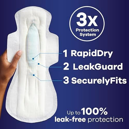Always Maxi Overnight Pads with Wings for Women, Size 4, Overnight Absorbency, Unscented, 33 Count