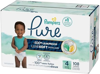 Pampers Pure Protection Baby Diapers, Size 1 (8-14 lbs), 82 Count, Up to 100% Leakproof, Premium Plant-based Skin Protection, Hypoallergenic Soft Diapers