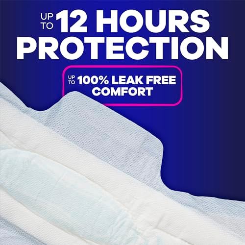 Always Maxi Overnight Pads with Wings for Women, Size 4, Overnight Absorbency, Unscented, 33 Count