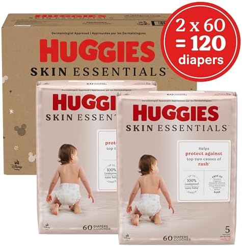 Huggies Size 2 Diapers, Skin Essentials Baby Diapers, Size 2 (12-18 lbs), 74 Count, Packaging May Vary