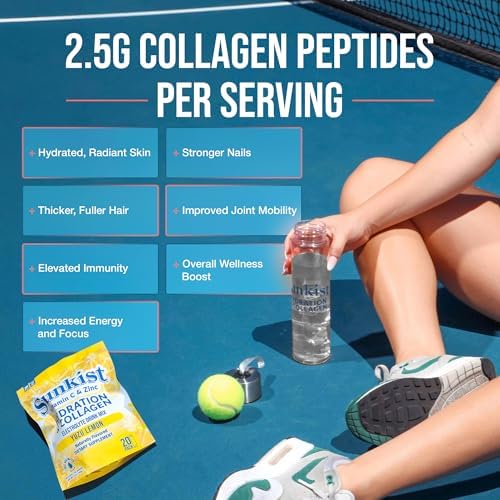 The Frozen Bean Sunkist Collagen Drink Mix - Hydration Strawberry Lemon Electrolyte Drink for Women with Vitamin C, Zinc, Collagen Peptides, Naturally Flavored - 20 Pack