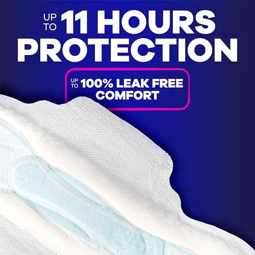 Always Maxi Overnight Pads with Wings for Women, Size 4, Overnight Absorbency, Unscented, 33 Count