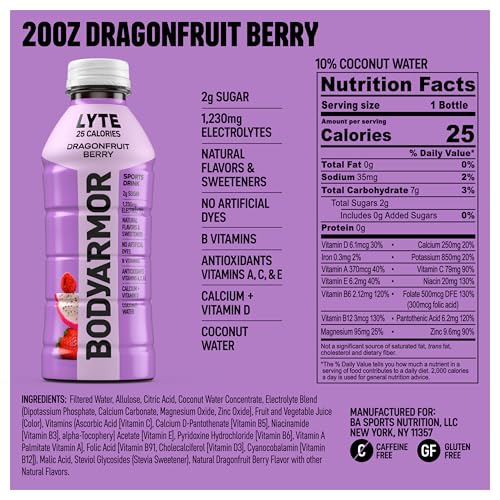 BODYARMOR Sports Drink Sports Beverage, Blue Raspberry, Natural Flavors With Vitamins, Potassium-Packed Electrolytes, No Preservatives, Perfect For Athletes, 12 ounce (Pack of 8)