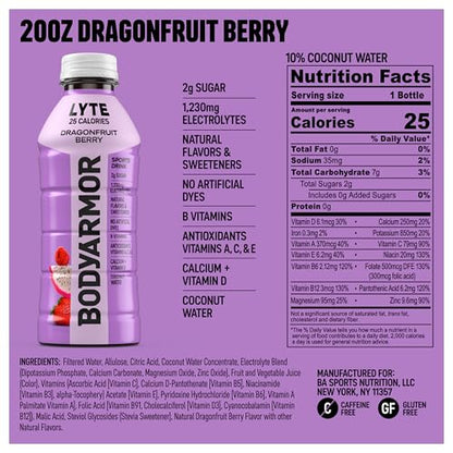 BODYARMOR Sports Drink Sports Beverage, Blue Raspberry, Natural Flavors With Vitamins, Potassium-Packed Electrolytes, No Preservatives, Perfect For Athletes, 12 ounce (Pack of 8)