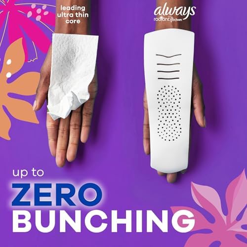 Always Radiant Feminine Pads for Women, Flexfoam Pads with Wings, Size 2, Heavy Absorbency, Lightly Scented, 78 Count (3 Packs of 26)