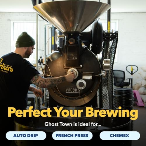PARTNERS COFFEE ROASTERS - Whole Bean Coffee (Jumpstart - Medium-Light Roast) 12oz - Full Bodied &amp; Packed With Flavor - Jordan Almond, Caramel, Poached Pear - Coffee Beans - Roasted in New York City