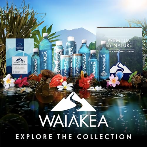 Waiākea - Hawaiian Volcanic Water - Naturally Alkaline Water - pH Range 7.6 to 8.2 - All Natural Minerals &amp; Electrolytes - 100% Recycled Water Bottles - Bottled Water 15 Pack - 23.7 Fl Oz, 700 mL