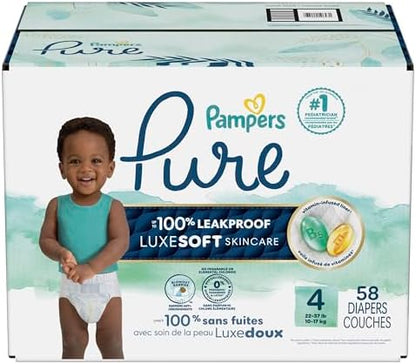 Pampers Pure Protection Baby Diapers, Size 1 (8-14 lbs), 82 Count, Up to 100% Leakproof, Premium Plant-based Skin Protection, Hypoallergenic Soft Diapers