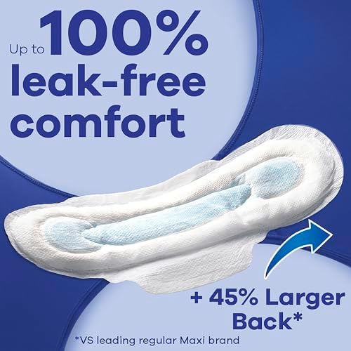 Always Maxi Overnight Pads with Wings for Women, Size 4, Overnight Absorbency, Unscented, 33 Count