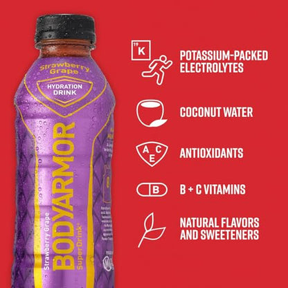 BODYARMOR Sports Drink Sports Beverage, Blue Raspberry, Natural Flavors With Vitamins, Potassium-Packed Electrolytes, No Preservatives, Perfect For Athletes, 12 ounce (Pack of 8)