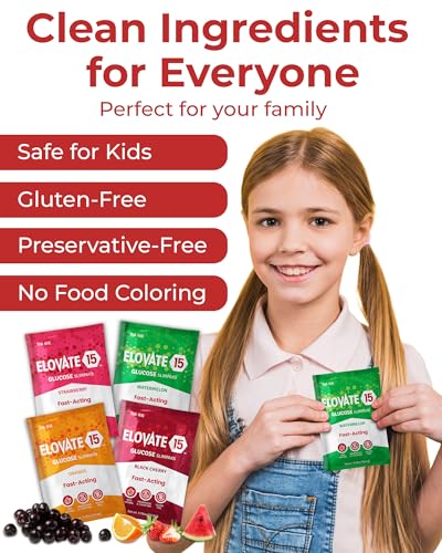Fast-Acting Glucose Packets - Quick Dissolving, Gluten-Free 15g of Glucose Powder for Sugar &amp; Energy Dips - Oral Dextrose Powder for Kids &amp; Adults, 12 Slimpaks, Orange